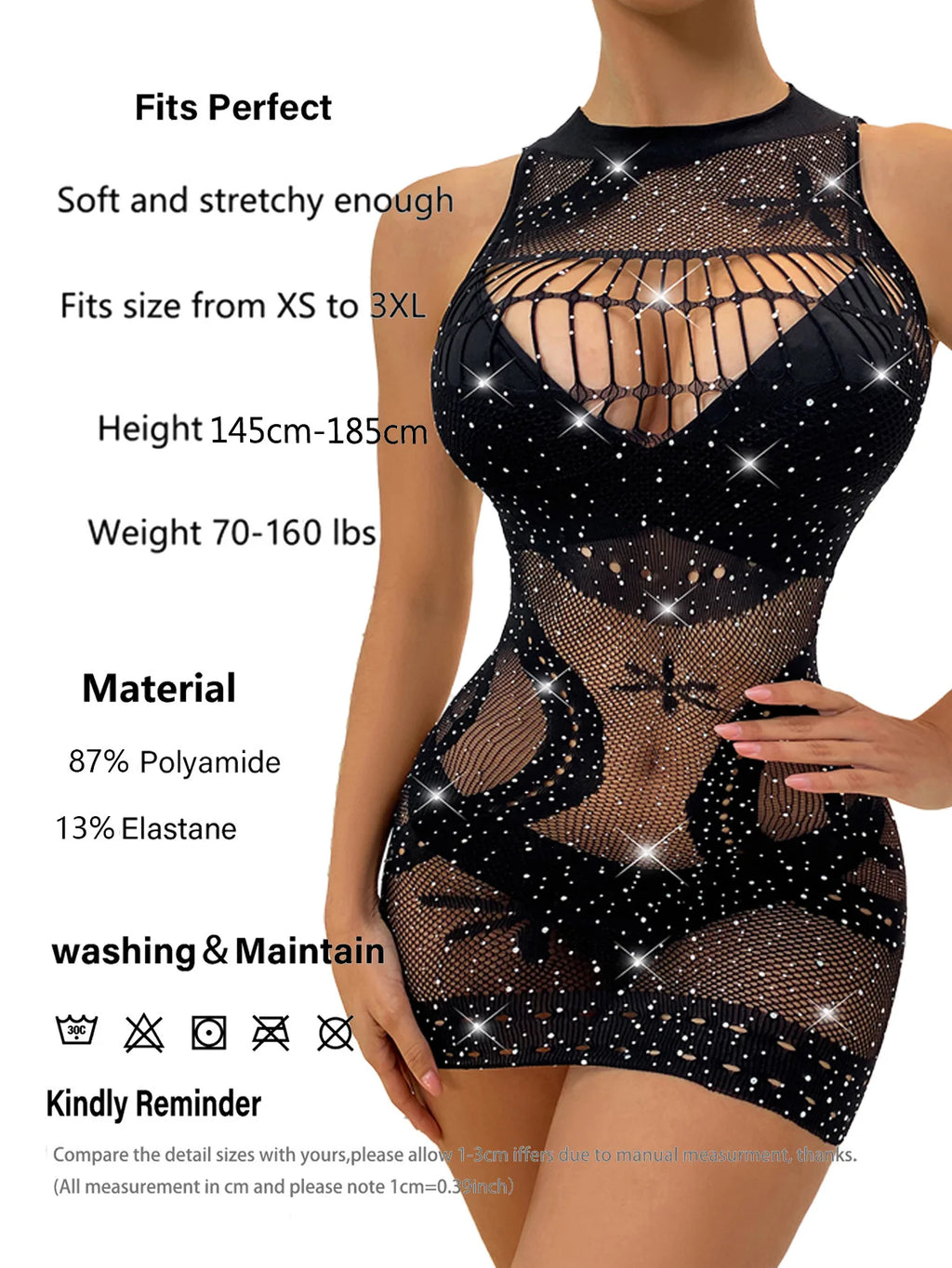 Sexy Rhinestone Fishnet Lingerie